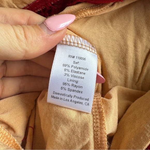 NWOT, Nightcap x Free People, Fleur Lace Jumpsuit Red V-neck XS (1) - Picture 6 of 7